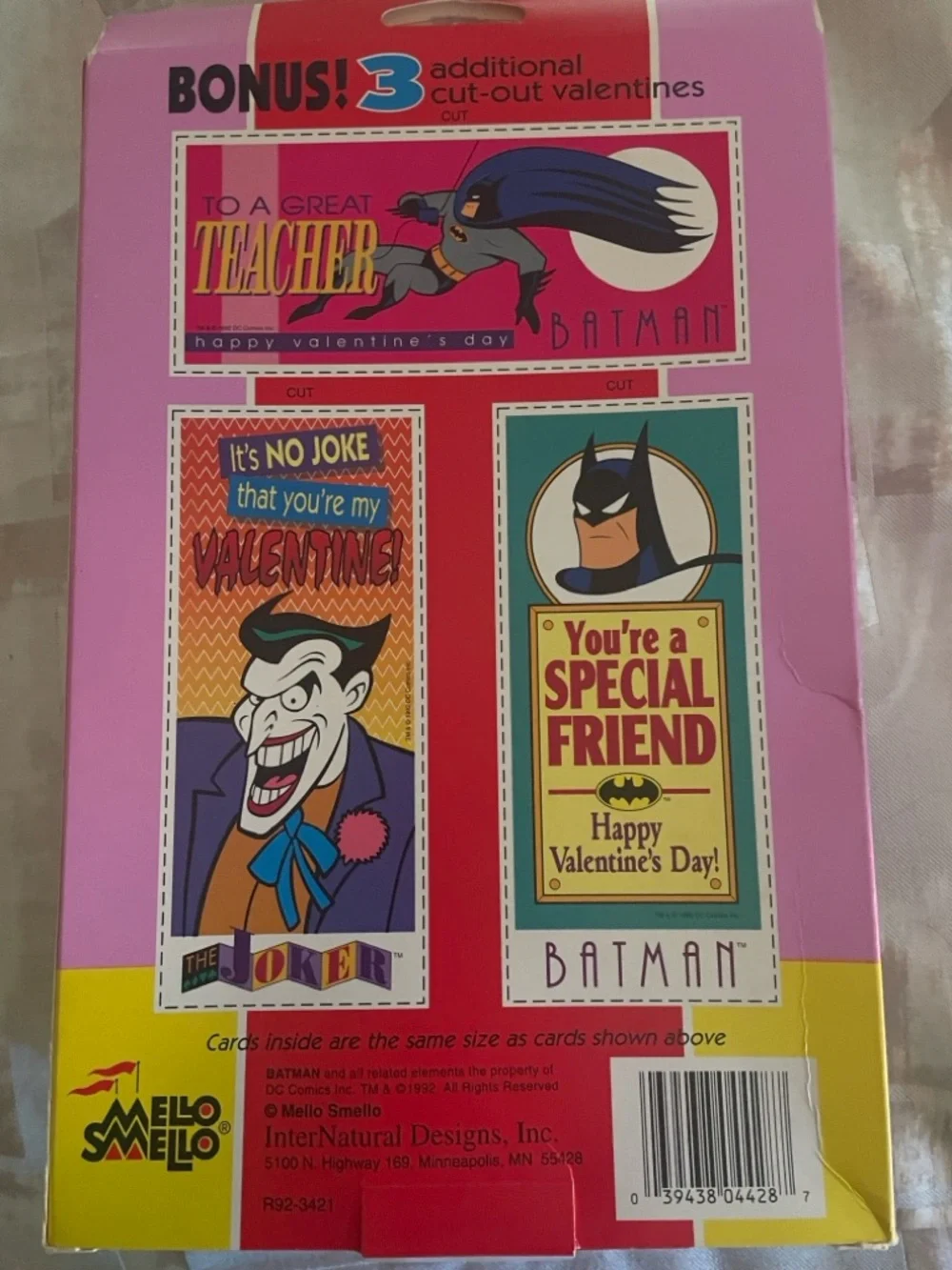 Vintage 1992 Batman: The Animated Series Valentine Kit by Mello Smello